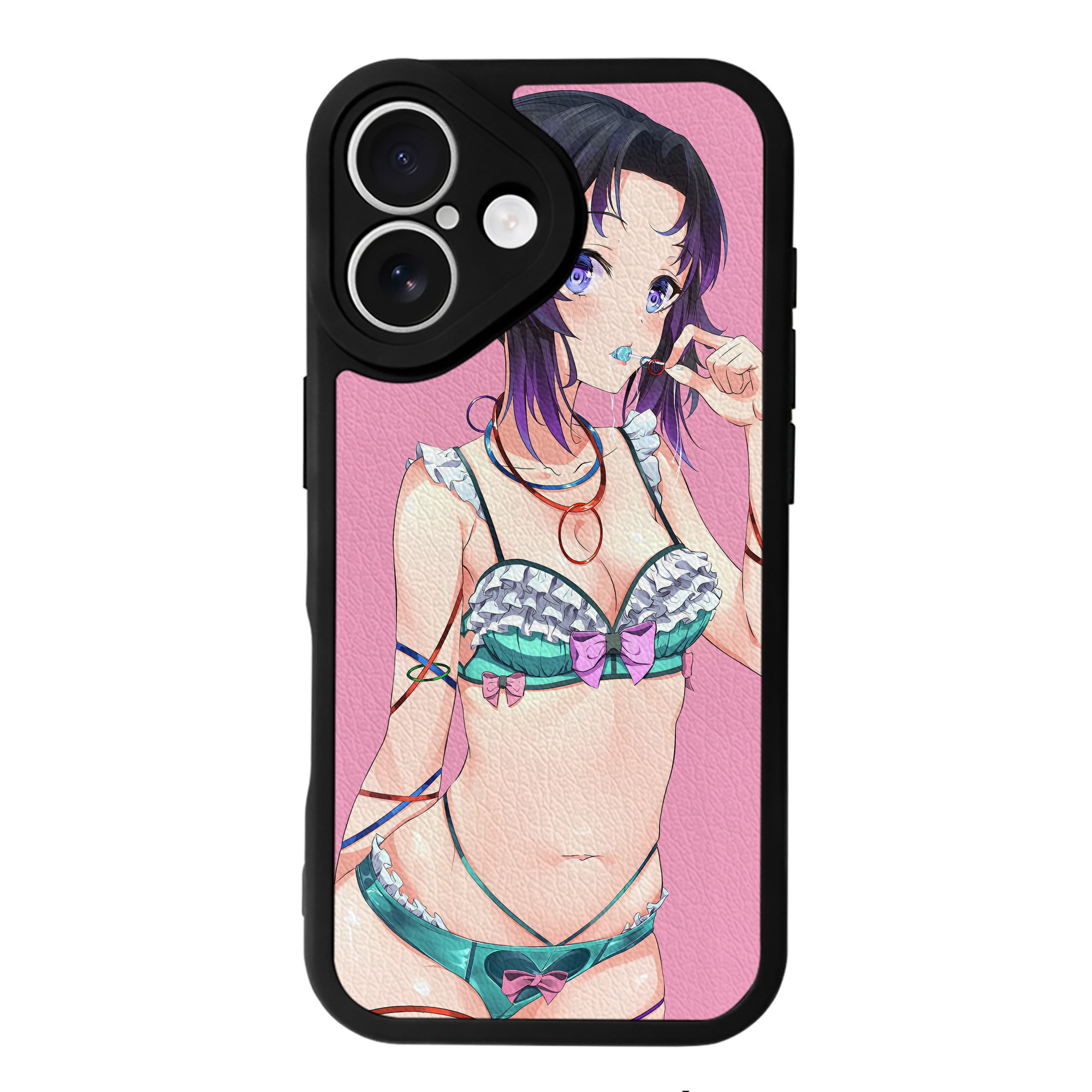 （画像用） 鬼滅の刃（きめつのやいば）蟲柱-胡蝶 しのぶ／こちょう しのぶ Kochou Shinobu 【iPhone 16シリーズ対応】シリコンスマホケース（レザー調） 材質：シリコン